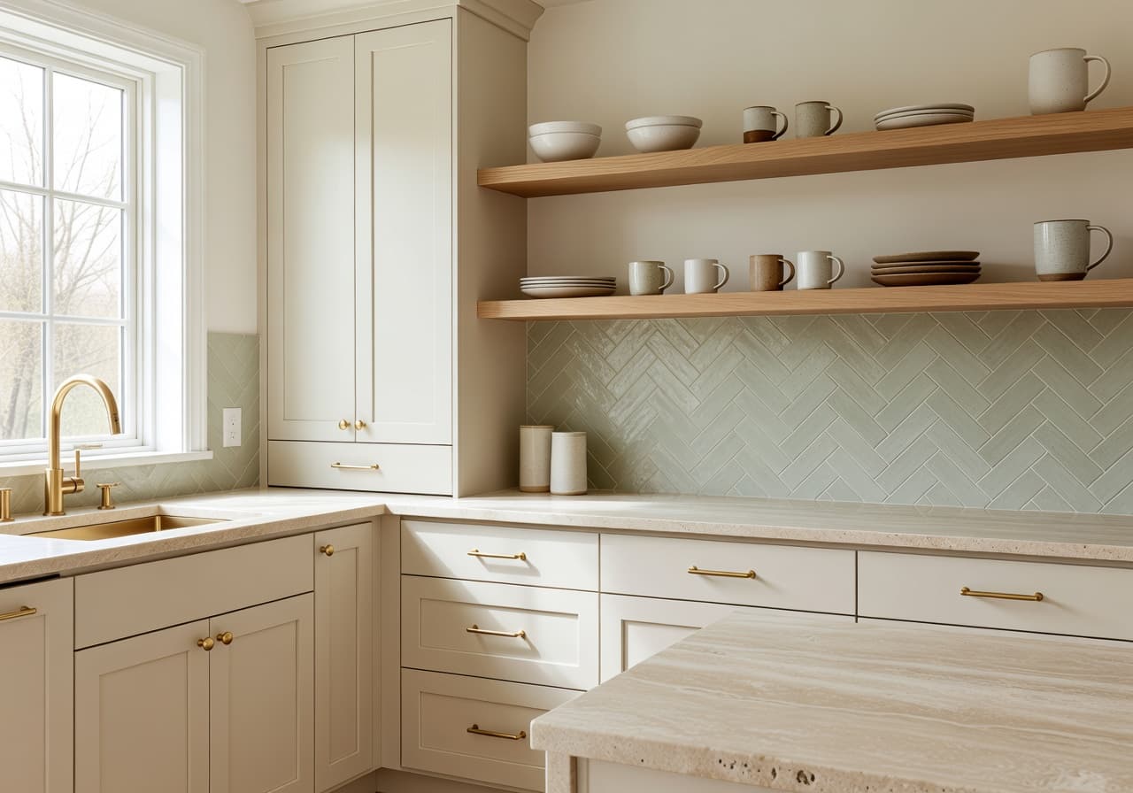 Kitchen AI room makeover before and after, Modern Organic style, generated with DecorAI
