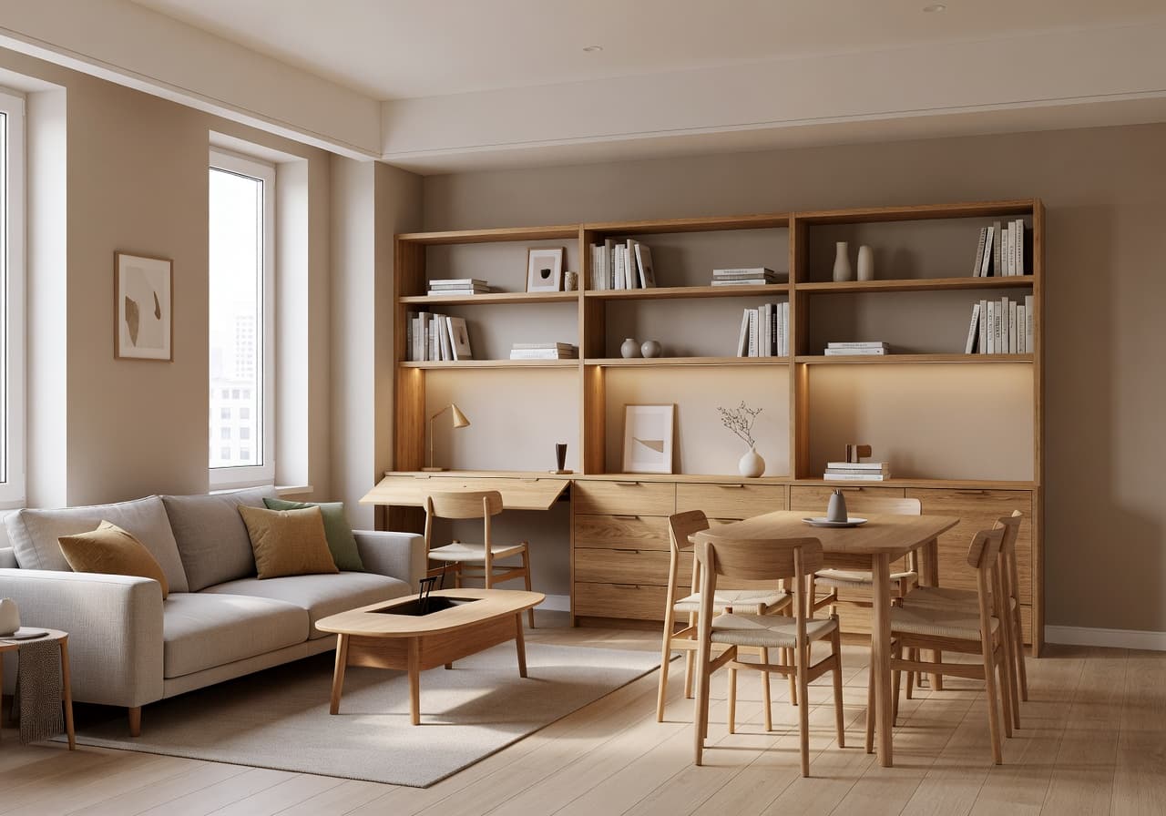 Small Apartment AI room makeover before and after, Scandinavian style, generated with DecorAI